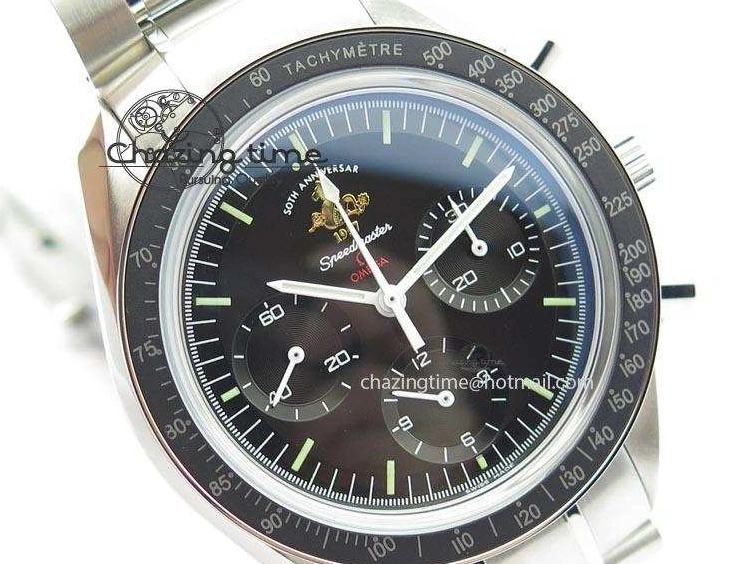 0419 Refined Speedmaster 50th Anniversary Black Dial On SS Bracelet 8232